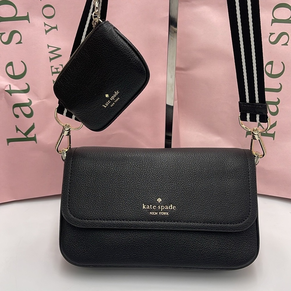 KATE SPADE Rosie Pebble Leather Small Flap Crossbody Black NWT - Picture 15 of 16